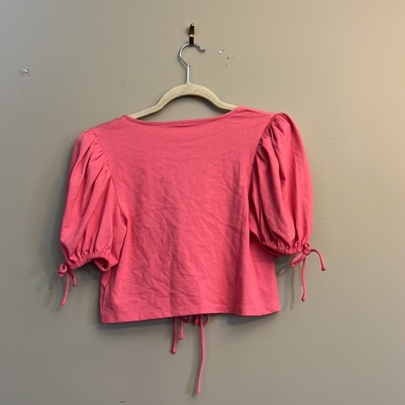 FREE PEOPLE Kitty Cotton Front-Tie Crop Top In Velvet Rose - Picture 7 of 11